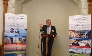 Giles Watling MP for Clacton and Chair of the Great Eastern Main Line Taskforce speaking at the rail reception