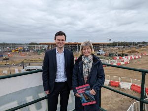 L-R Transport East Chief Executive Andrew Summers and Essex Forum member Cllr Lesley Wagland in front of the new Beaulieu Park rail station construction site