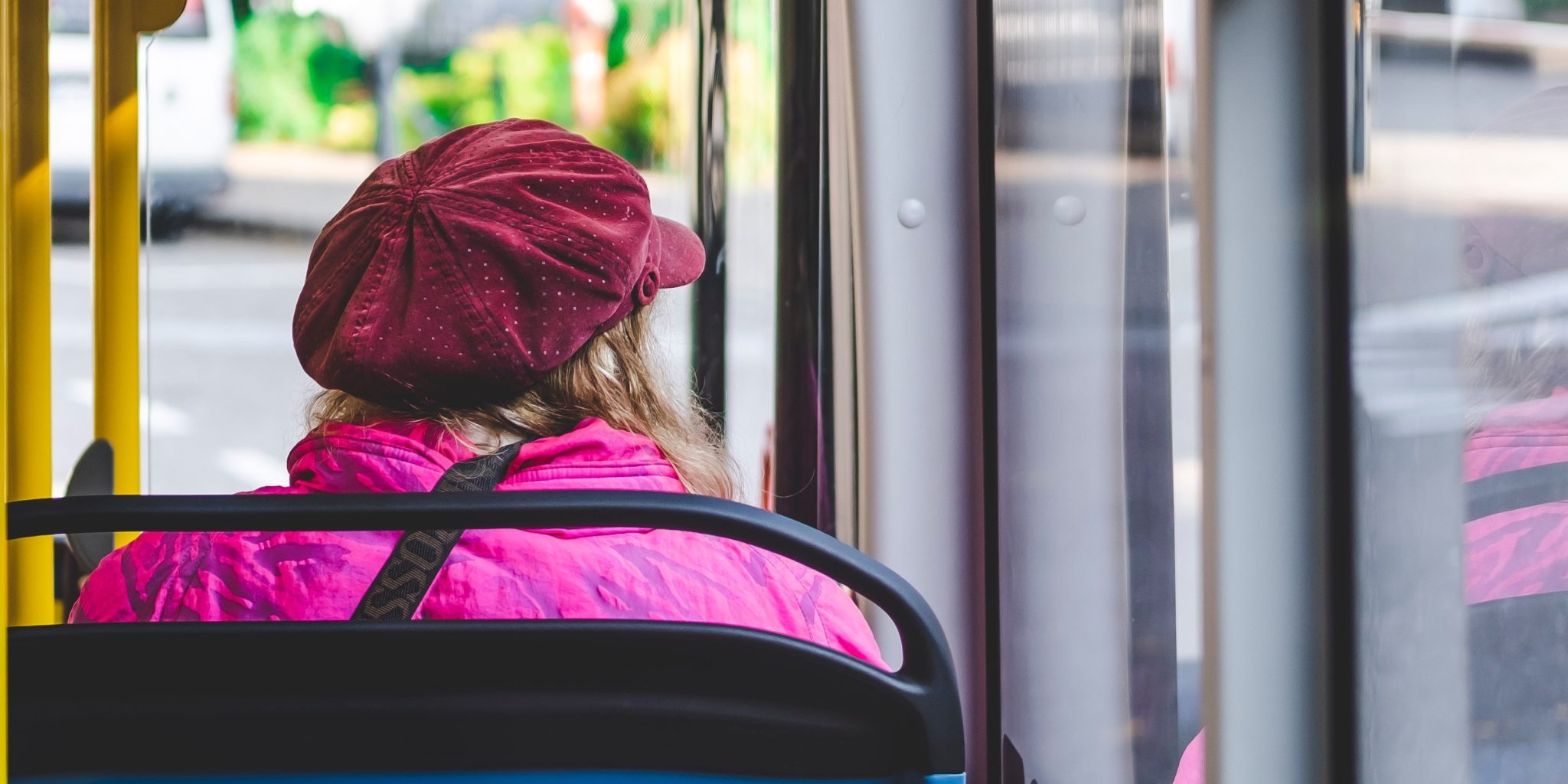 Person sitting on a bus